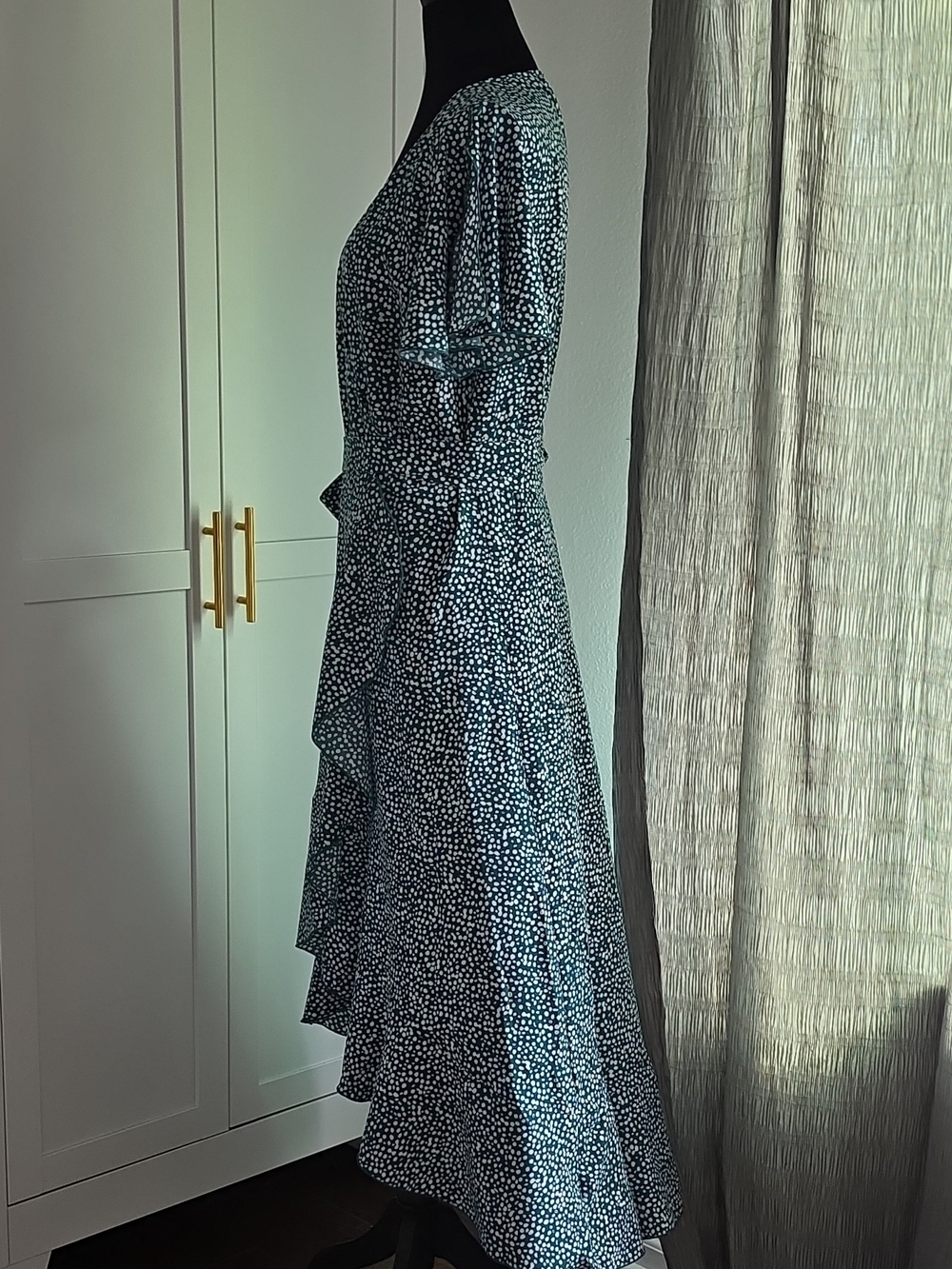 Cupshe Navy Midi Wrap Dress with White Dot Print - Picture 3 of 7